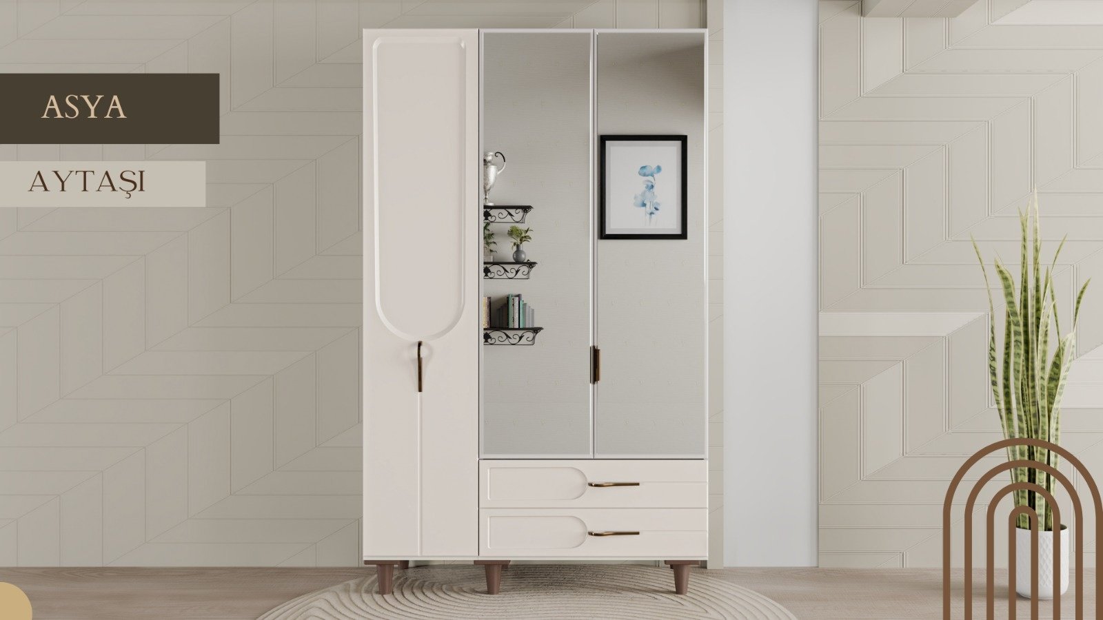 Asya 3 Kapaklı Dolap