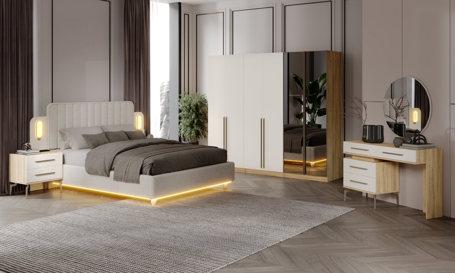 Alyans Yatak Odası Baza + Yataş Puffy Yatak Dahil