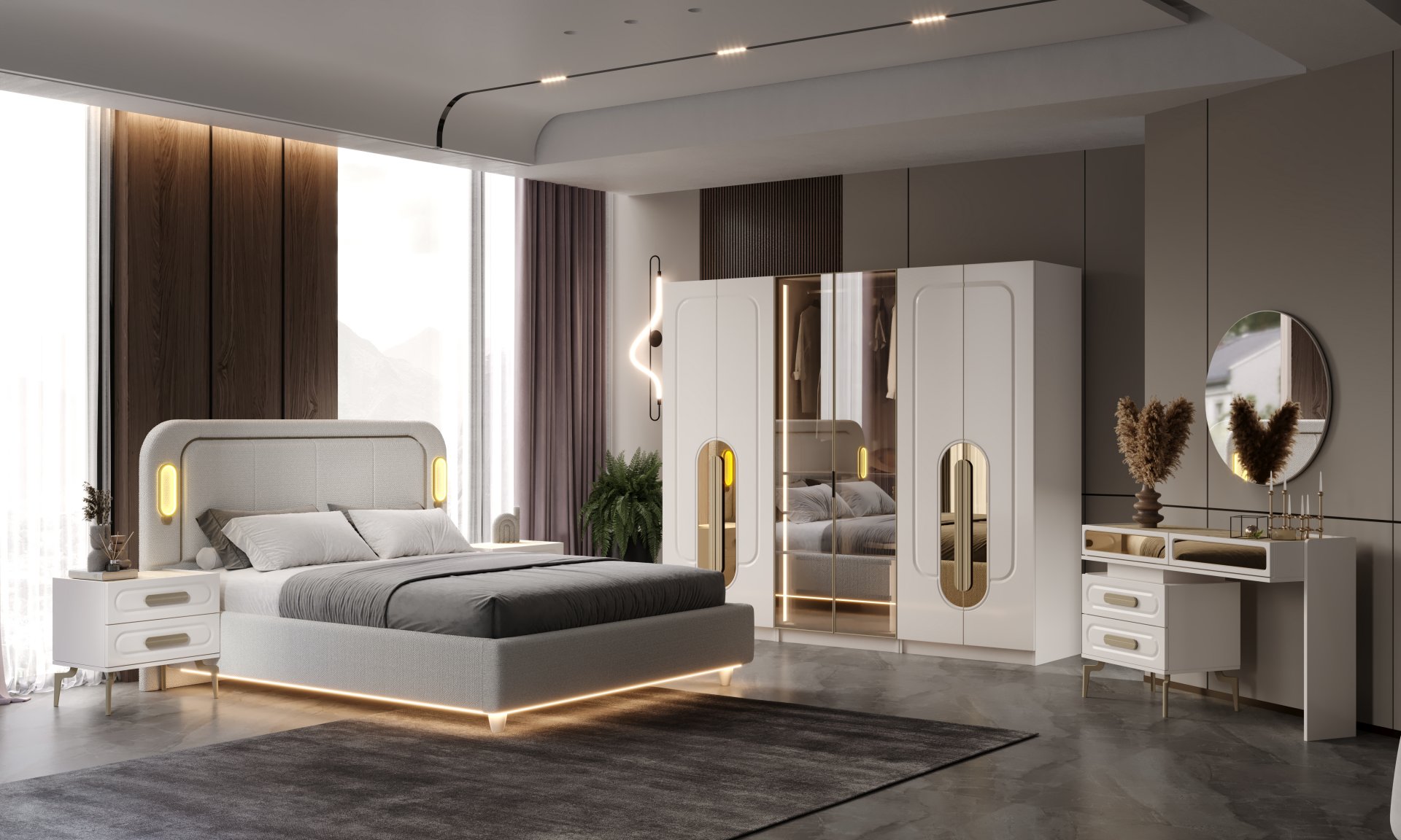 Çınar Yatak Odası Baza + Yataş Puffy Yatak Dahil