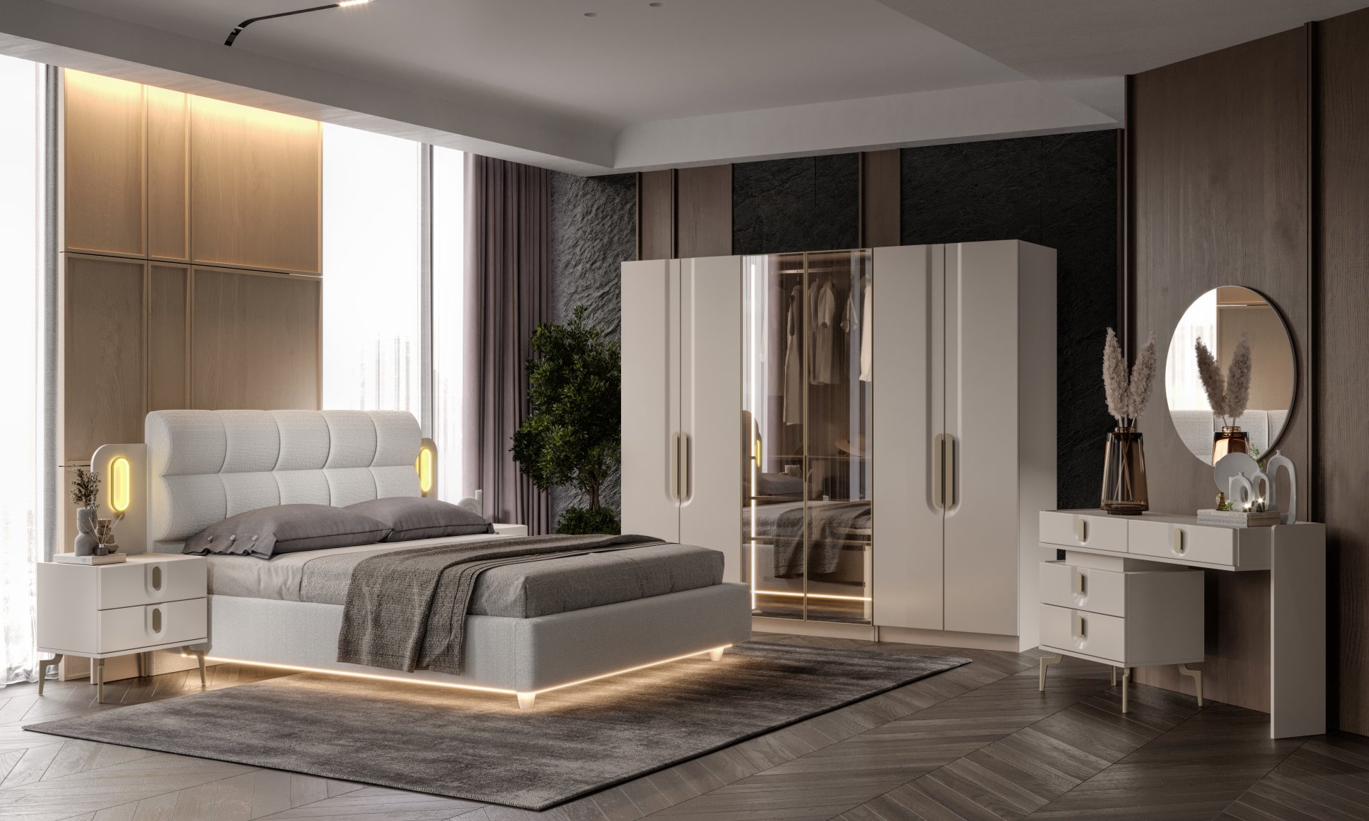 Hera Yatak Odası Baza + Yataş Puffy Yatak Dahil