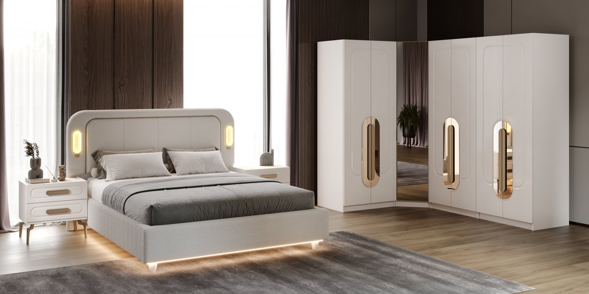 Çınar Köşe Yatak Odası + Yatak Baza Dahil