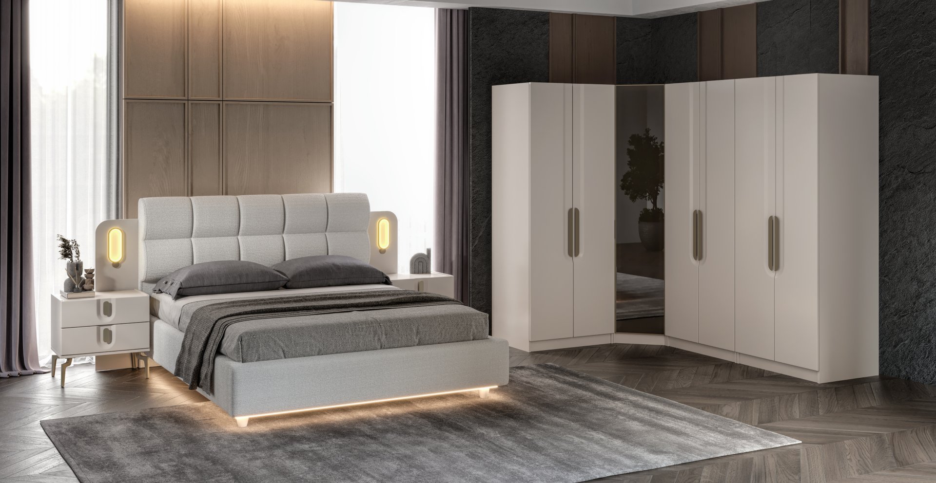 Hera Köşe Yatak Odası + Yatak Baza Dahil