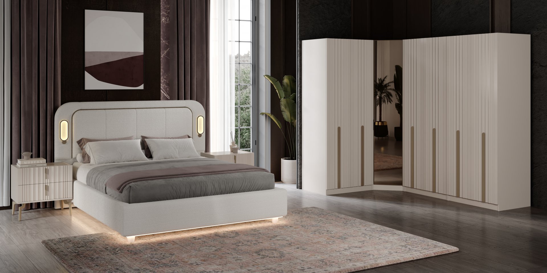 Mercan Köşe Yatak Odası + Yatak Baza Dahil