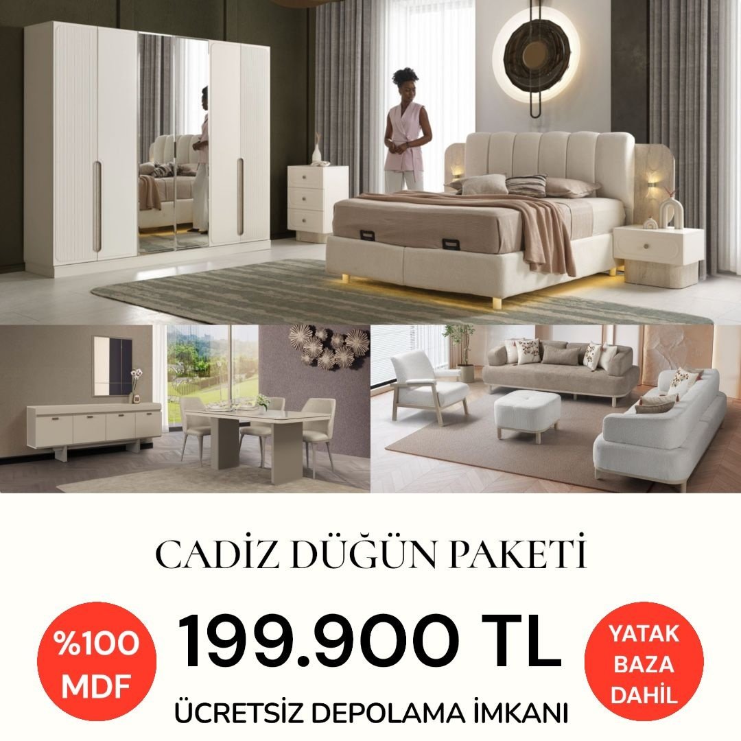 Cadiz Düğün Paketi + Yatak Baza Dahil