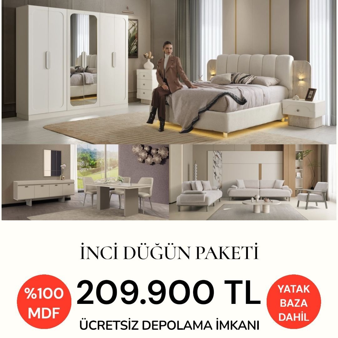 İnci Düğün Paketi (Yatak Baza Dahil)