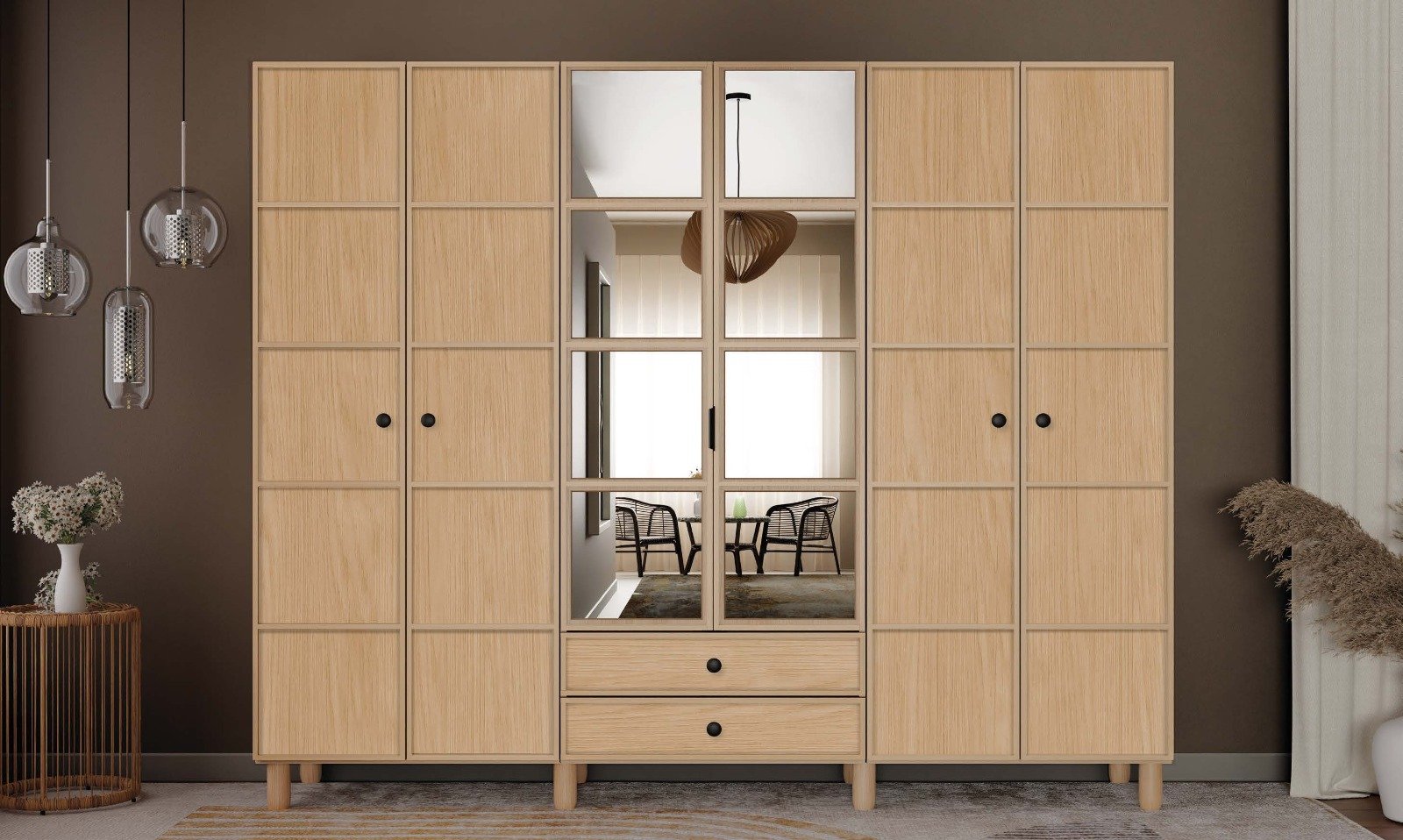 Meşe 6 Kapaklı Dolap